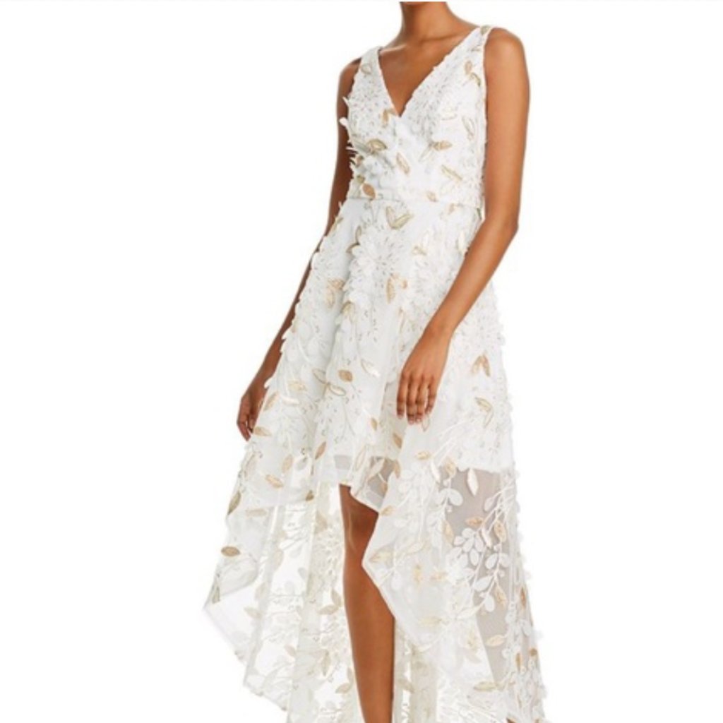 New Aqua Floral-Appliqu High-Low Gown - Size 2 Bridal Shower